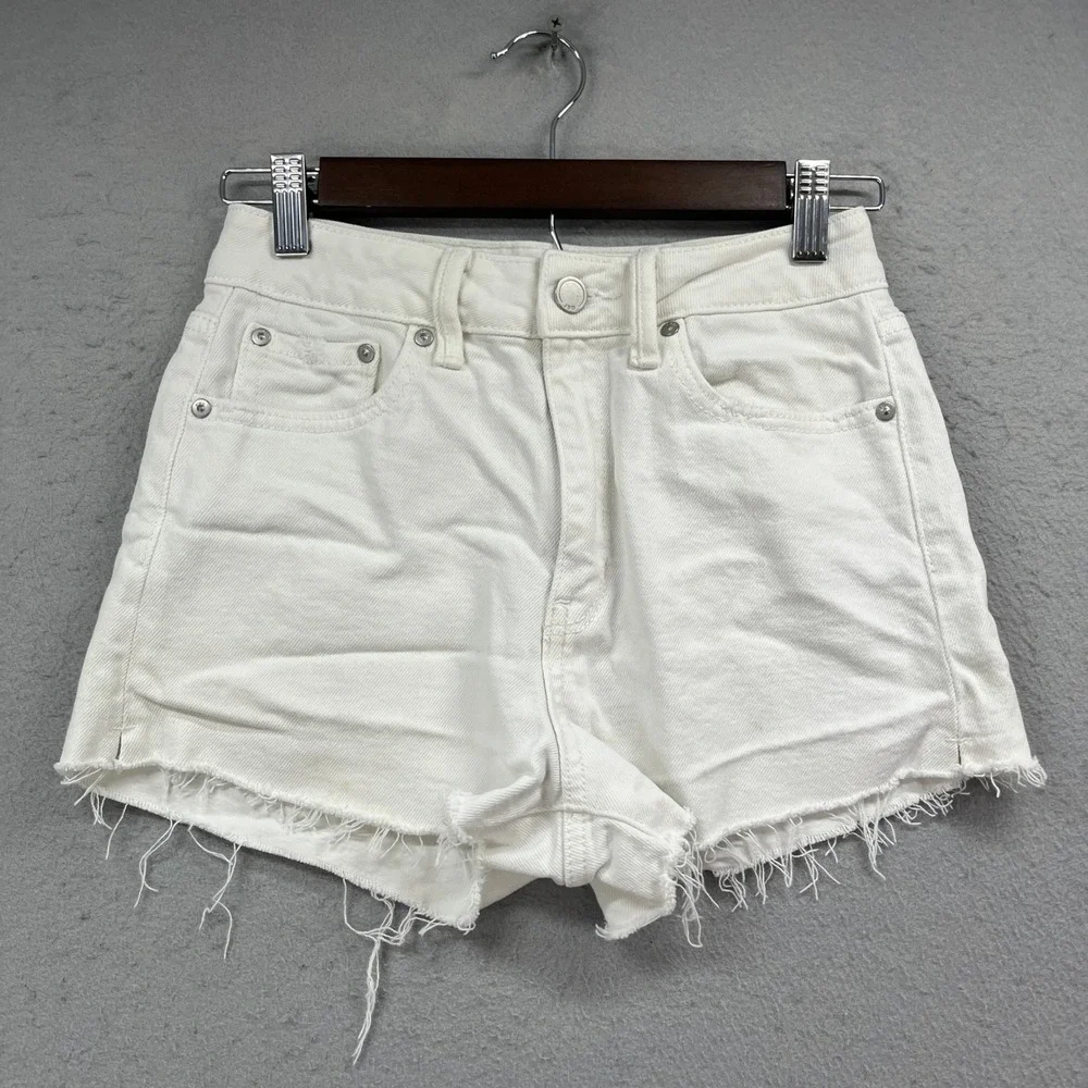 Just Black Denim JBD Shorts Womens XS White Jorts Frayed Raw Hem Summer Festival